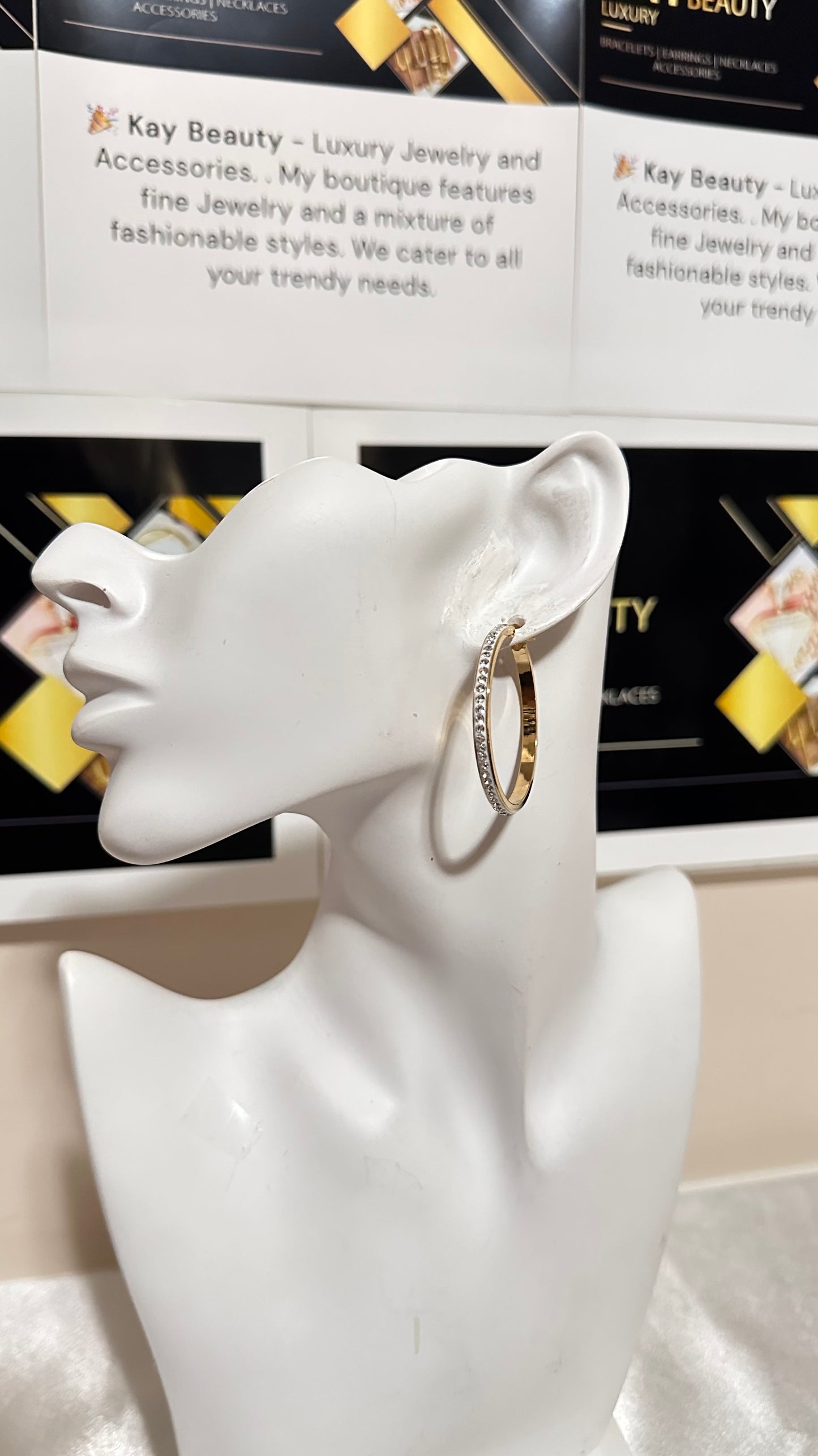 Diamond Stud Hoop Earrings