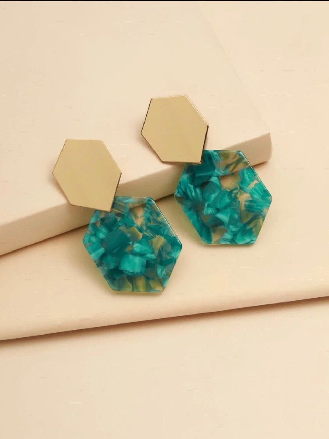 Acrylic Tortoiseshell Geometric Drop Earrings