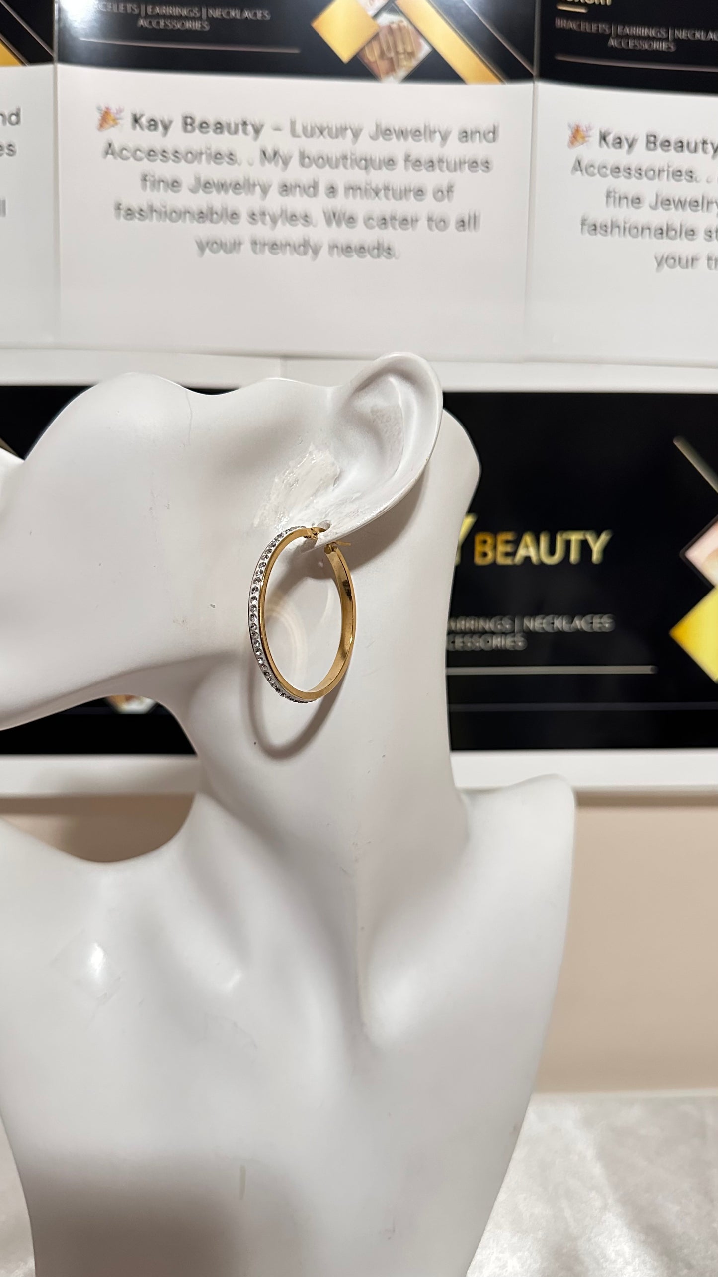 Diamond Stud Hoop Earrings