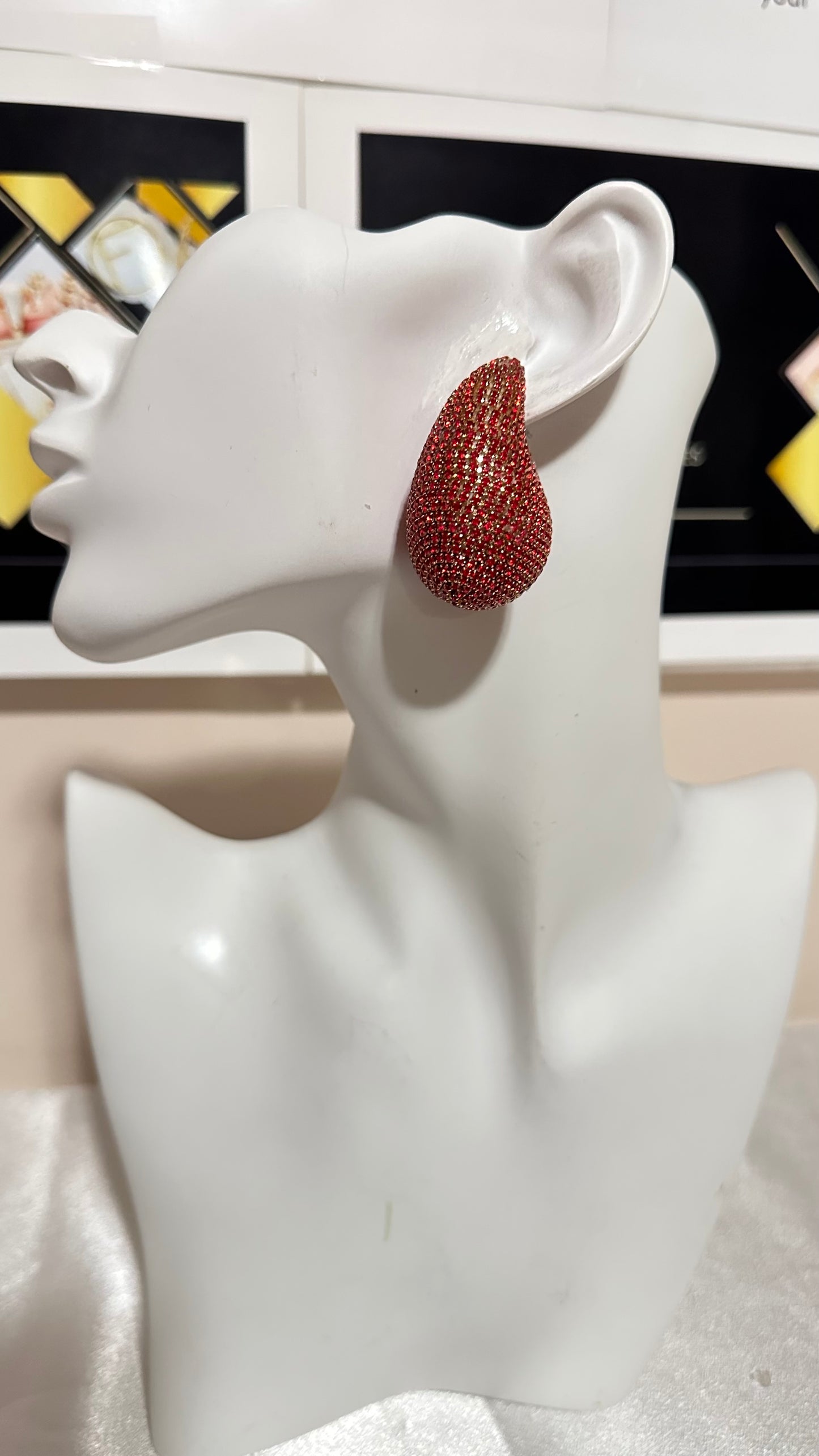 Red Tear Drop Earrings