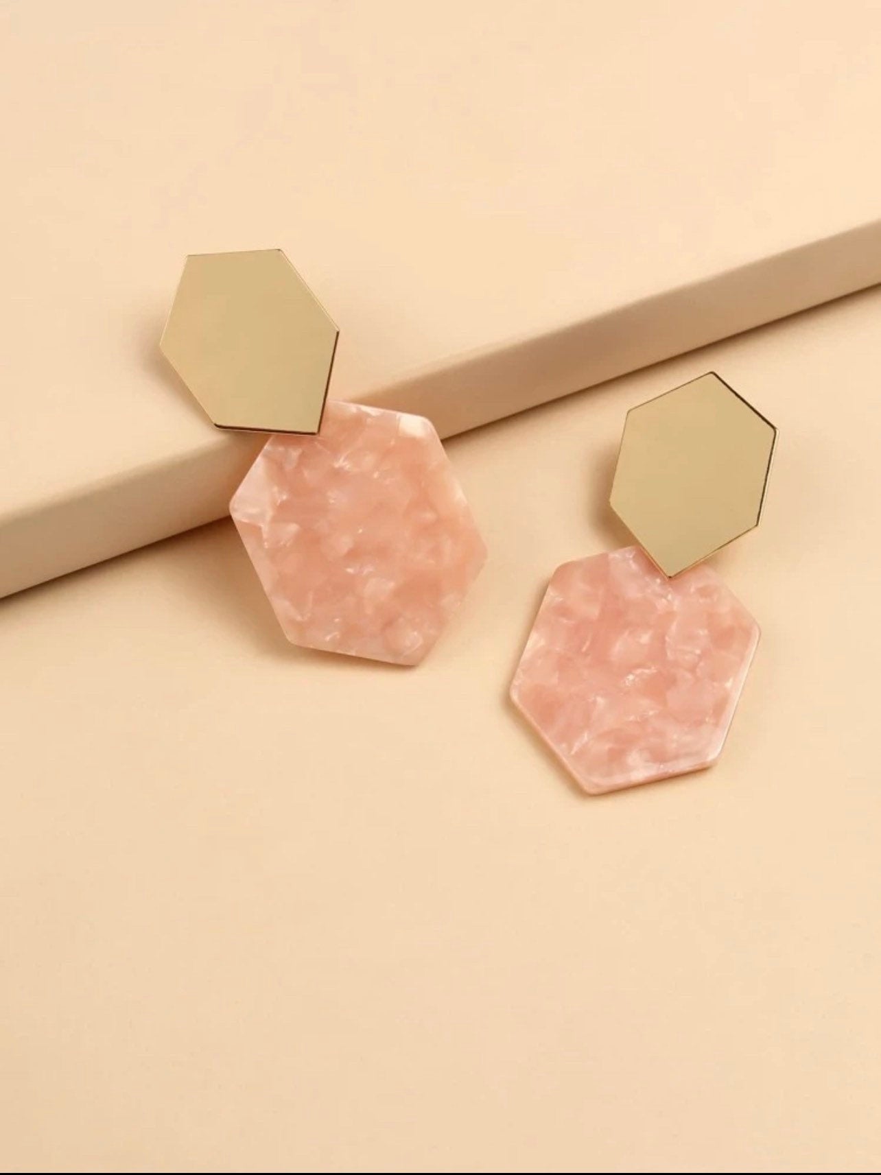 Acrylic Tortoiseshell Geometric Drop Earrings