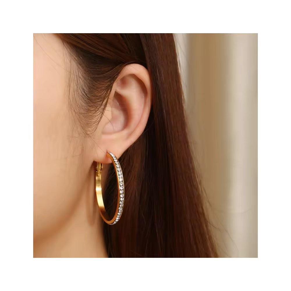 Diamond Stud Hoop Earrings