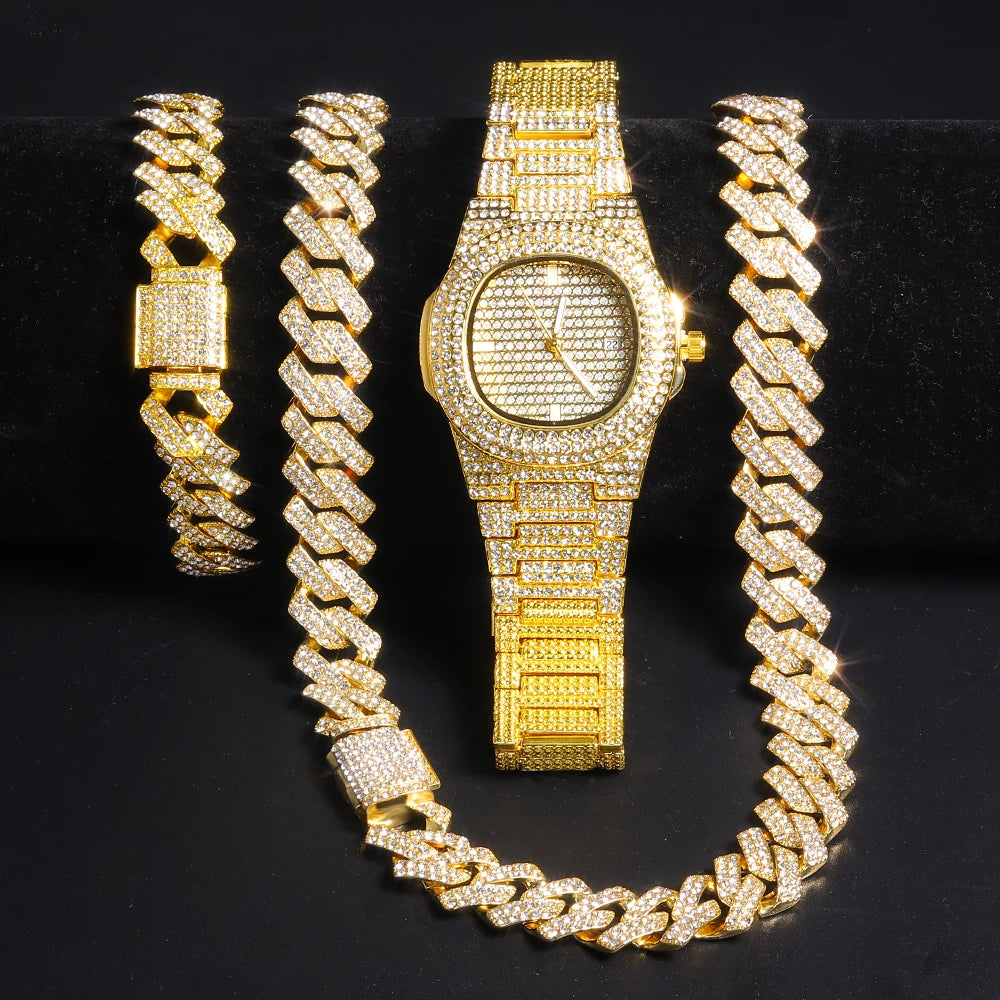 Cuban Chain Necklace Set for Men