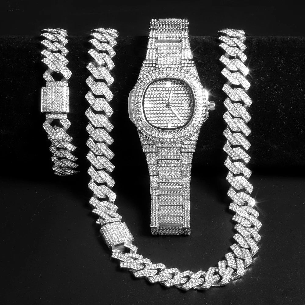 Cuban Chain Necklace Set for Men