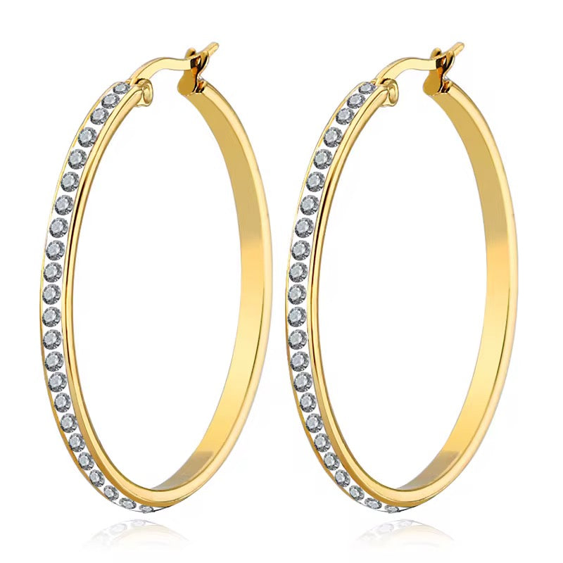 Diamond Stud Hoop Earrings