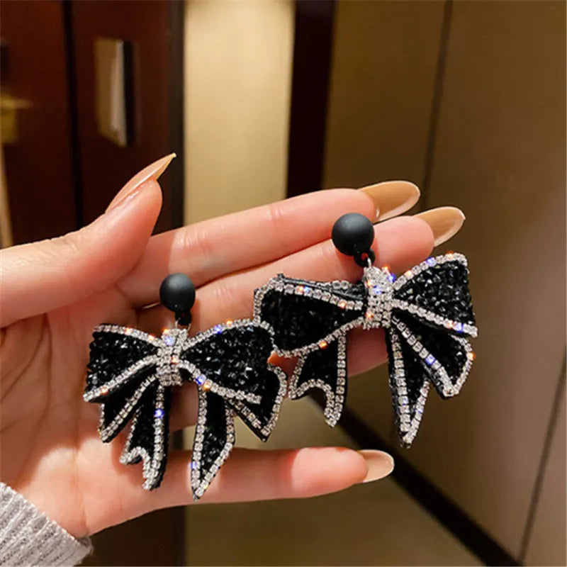 Korean Style Black Bowknot Earrings