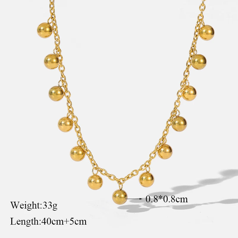 316L Stainless Steel Ball Beads Pendant Necklace