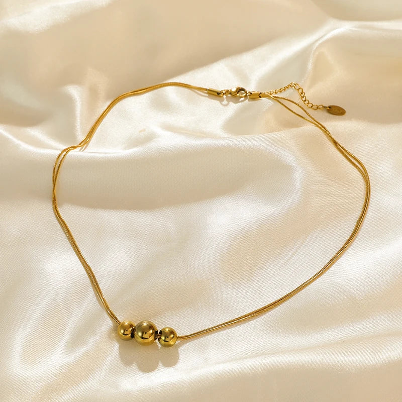 316L Stainless Steel Ball Beads Pendant Necklace