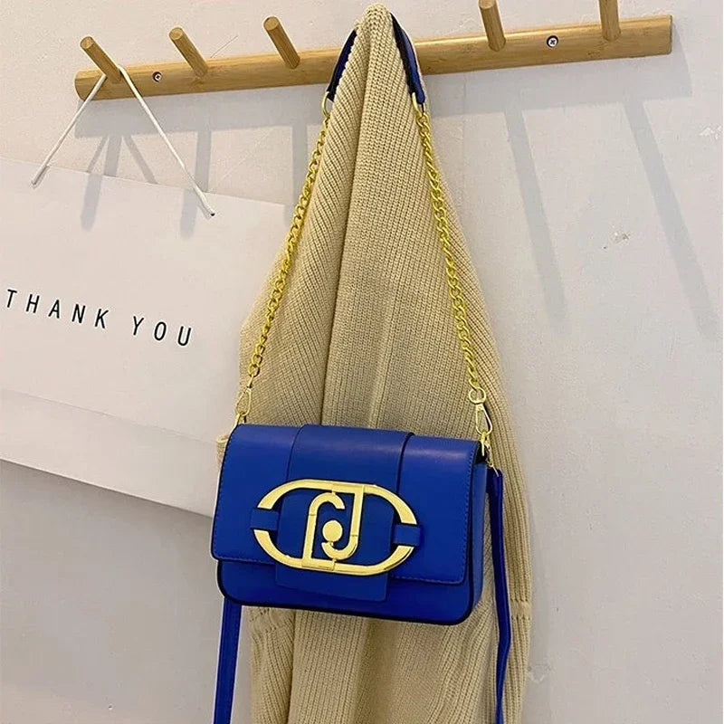 Metal Buckle Flap Crossbody Bag,