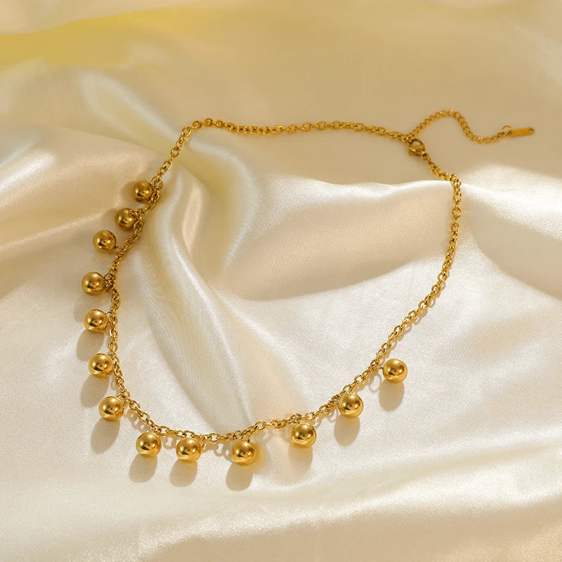 316L Stainless Steel Ball Beads Pendant Necklace