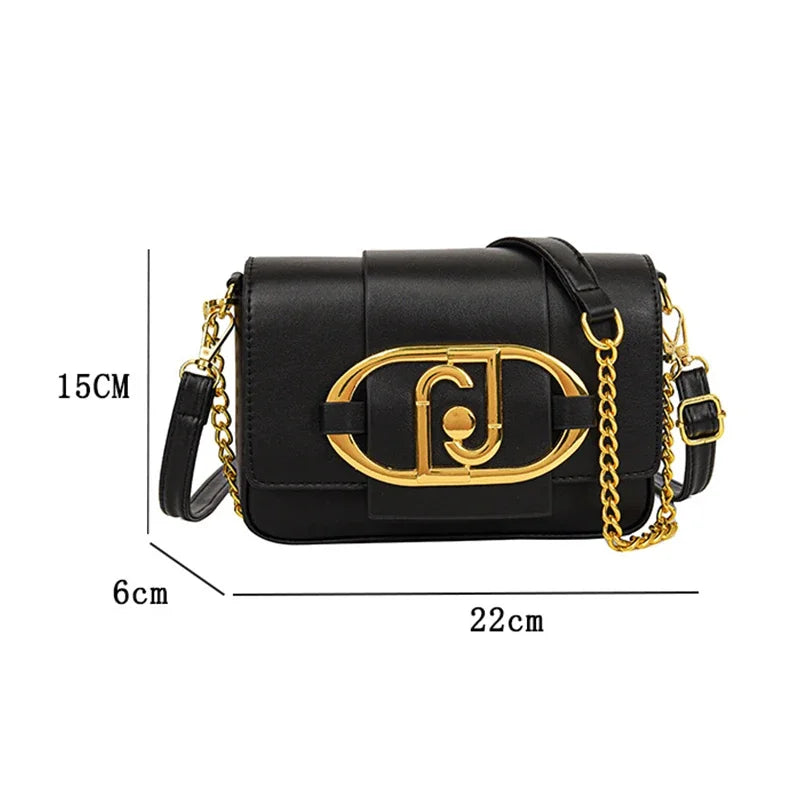 Metal Buckle Flap Crossbody Bag,