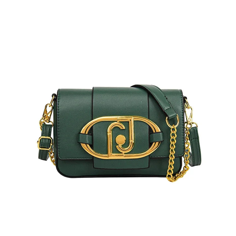 Metal Buckle Flap Crossbody Bag,