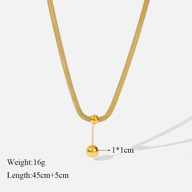 316L Stainless Steel Ball Beads Pendant Necklace
