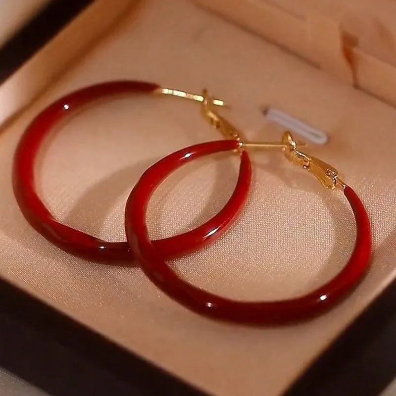 Big Red Circle Earrings