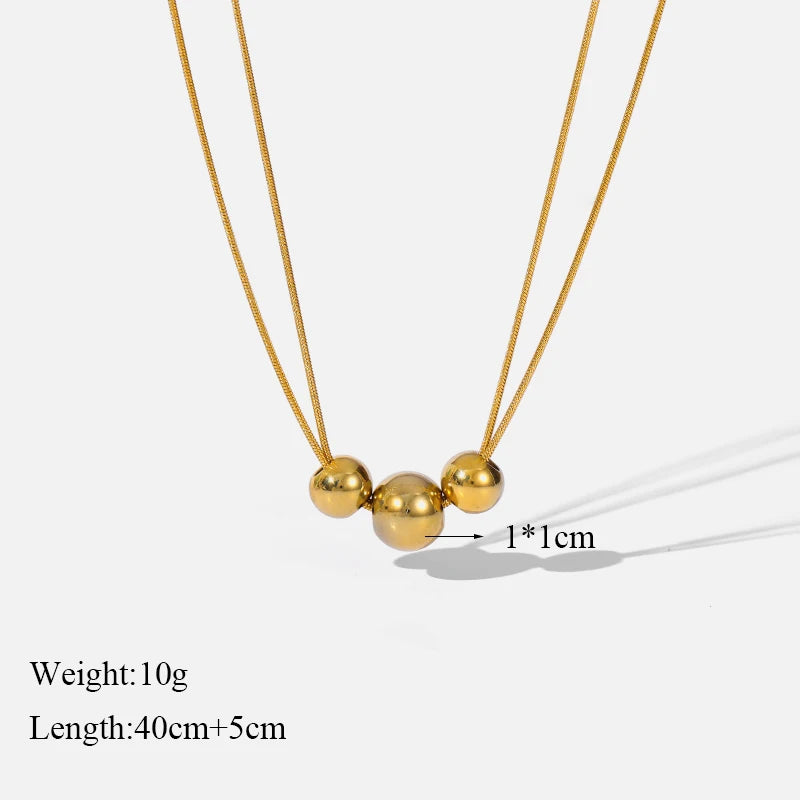 316L Stainless Steel Ball Beads Pendant Necklace