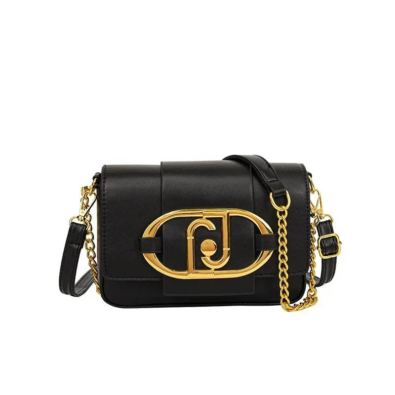 Metal Buckle Flap Crossbody Bag,