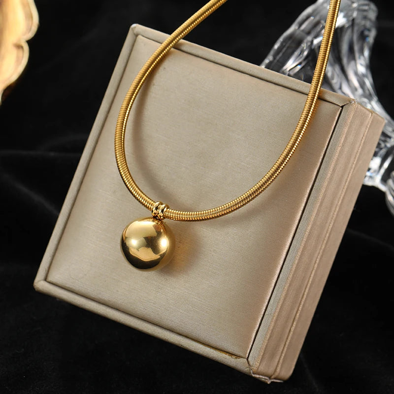 316L Stainless Steel Ball Beads Pendant Necklace