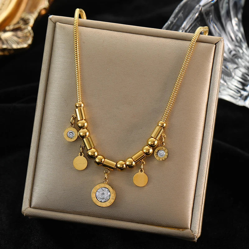 316L Stainless Steel Ball Beads Pendant Necklace