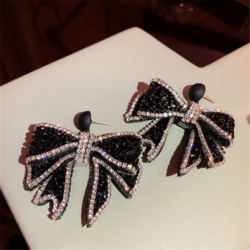 Korean Style Black Bowknot Earrings