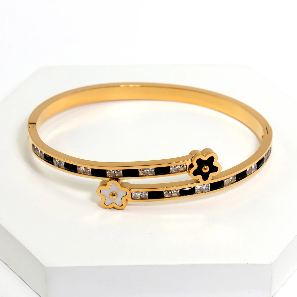 3Pcs/Sets Stainless Steel Clover Flower Cross Nail Bracelet