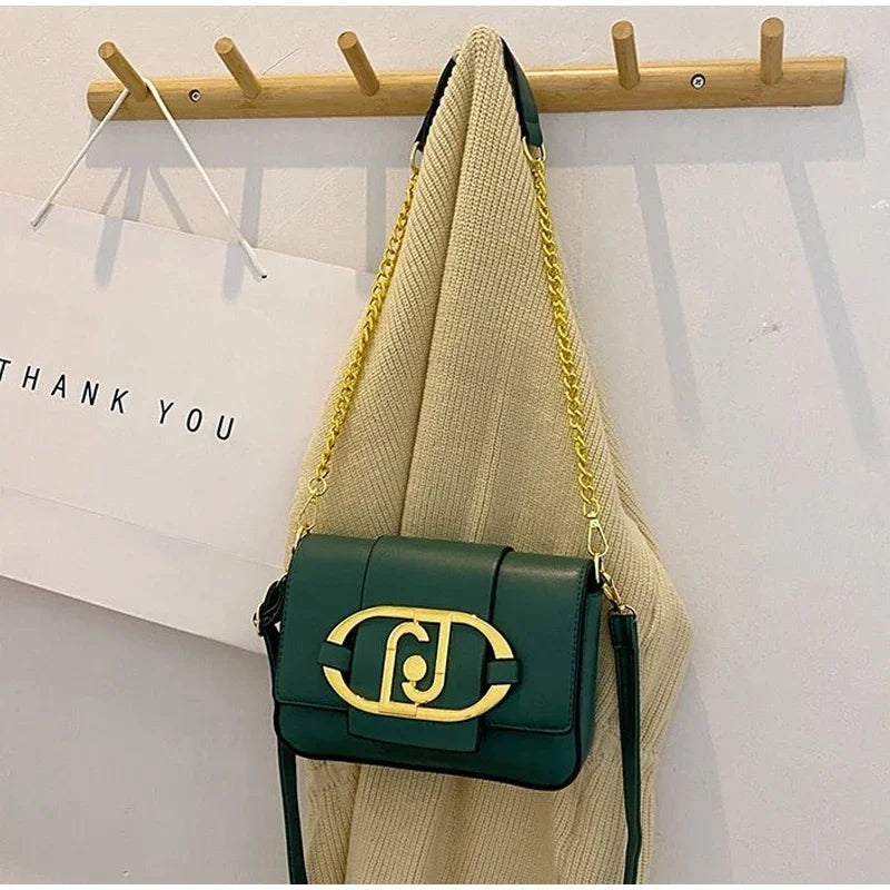 Metal Buckle Flap Crossbody Bag,