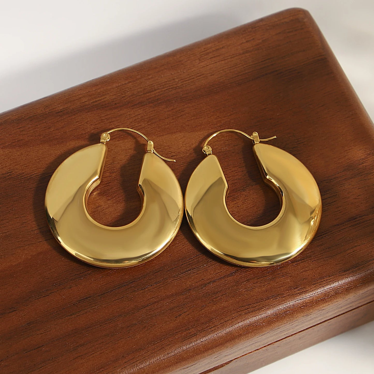 Gold Color Chunky Hoop Earrings