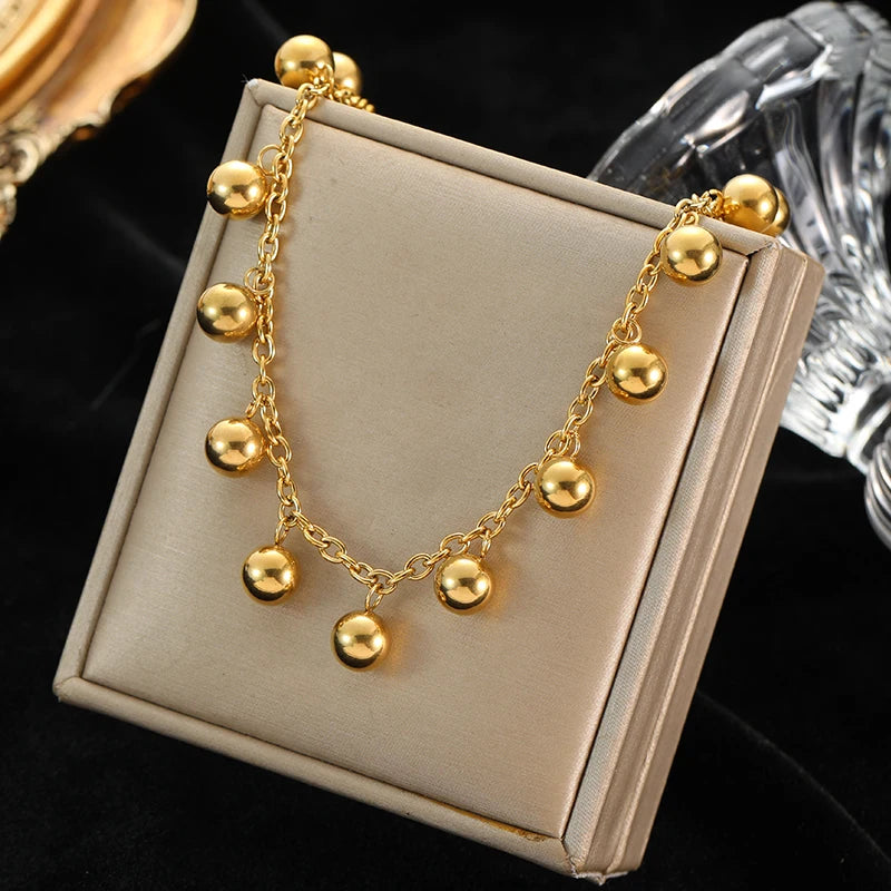 316L Stainless Steel Ball Beads Pendant Necklace