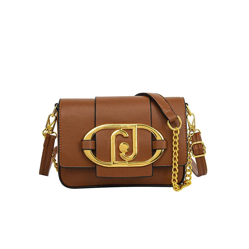Metal Buckle Flap Crossbody Bag,