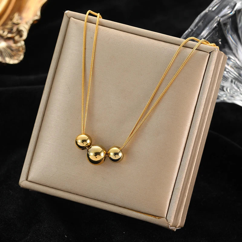 316L Stainless Steel Ball Beads Pendant Necklace