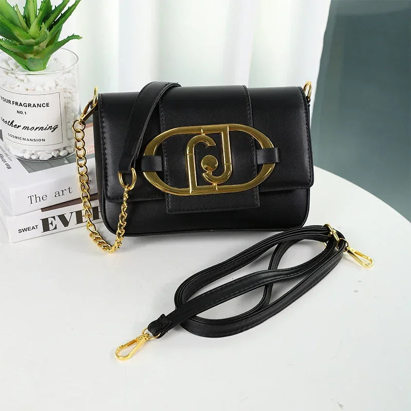 Metal Buckle Flap Crossbody Bag,