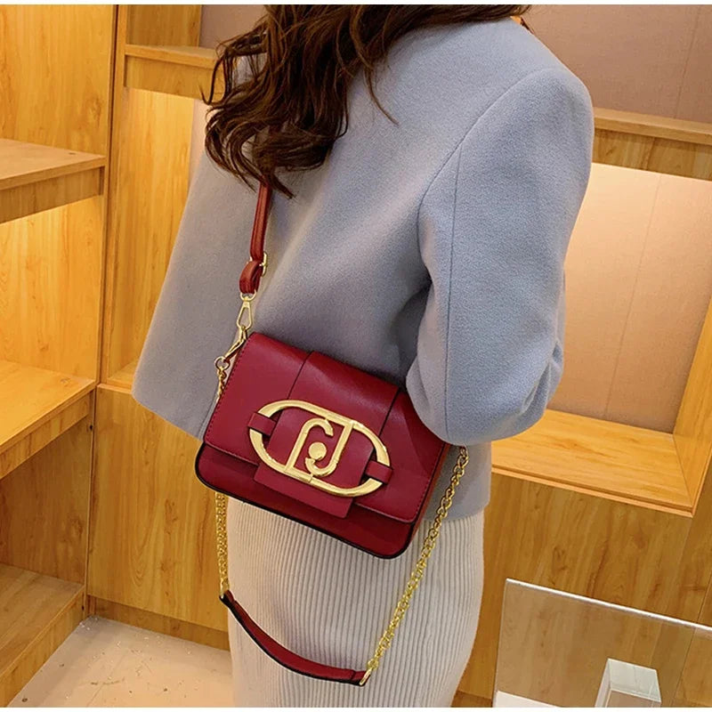 Metal Buckle Flap Crossbody Bag,