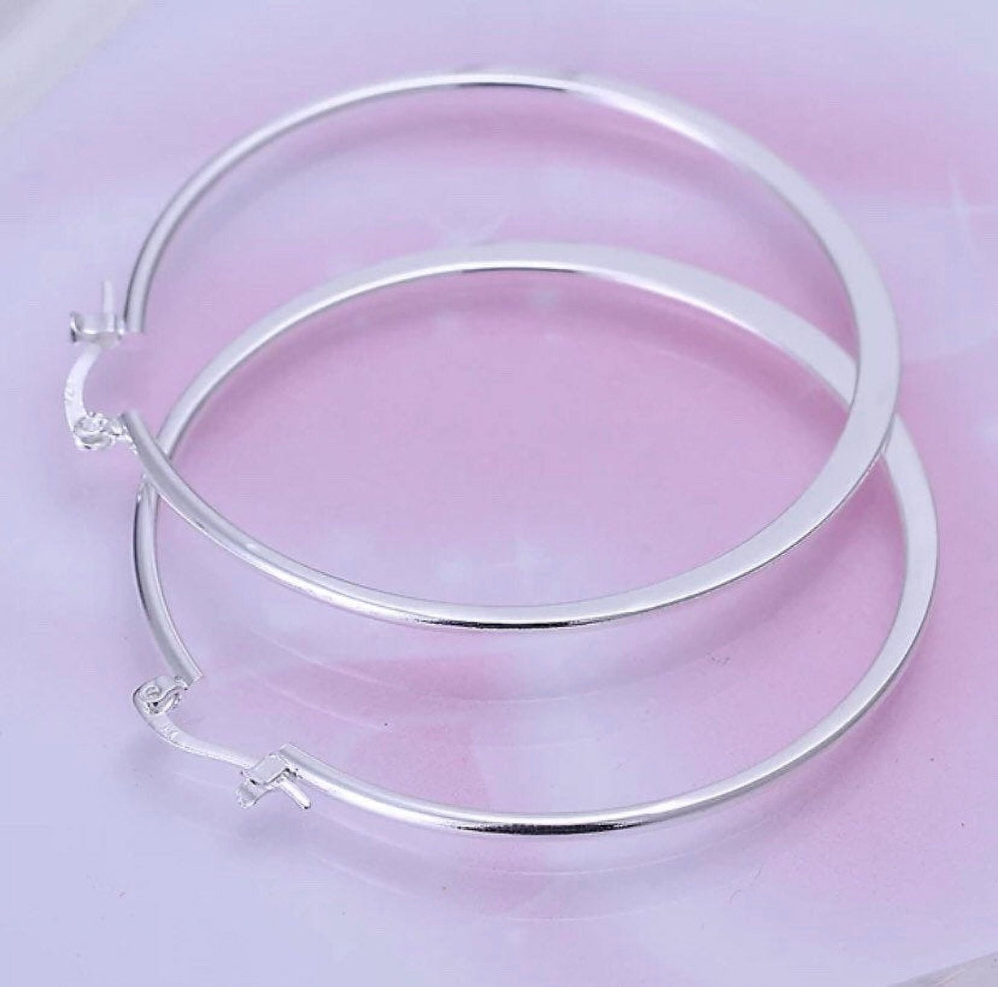 925 Sterling sliver earrings, Punk Sliver Jewelry, Round Hoop Earring