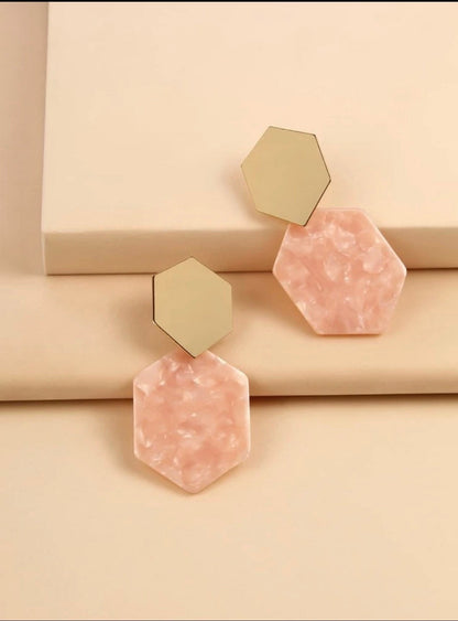 Acrylic Tortoiseshell Geometric Drop Earrings