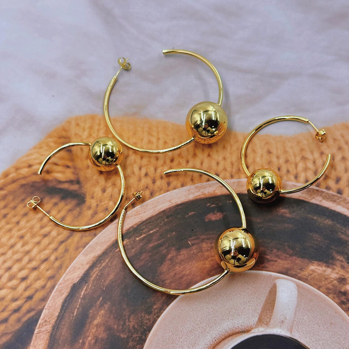 Large Bead Hoop Earrings