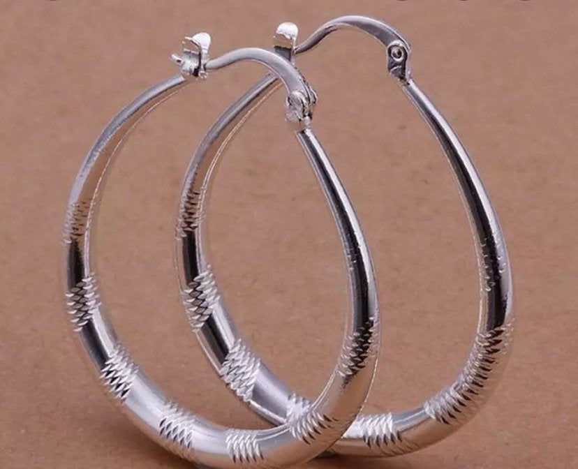 Sliver Hoop earrings for women, Vintage Hoop Earrings, Round Circle Loop Earring, Party Gift Earring