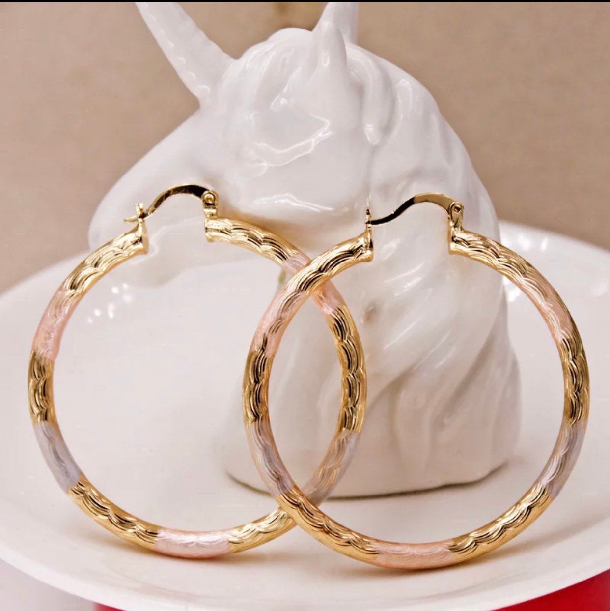 Gold Plate Large Hoop Earrings
