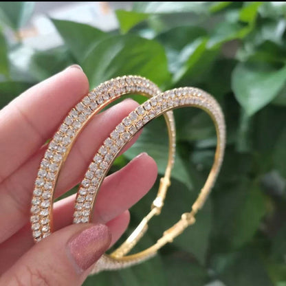 Gold Plated Diamond Hoop Earrings
