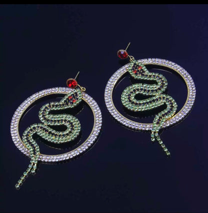 Snake 925 Sliver Rhinestone Earrings