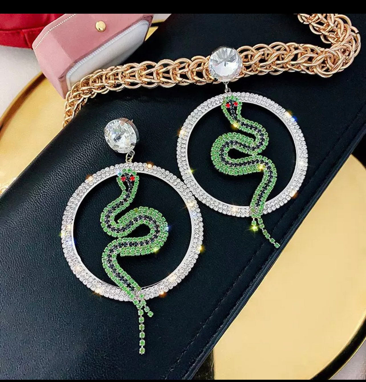 Snake 925 Sliver Rhinestone Earrings