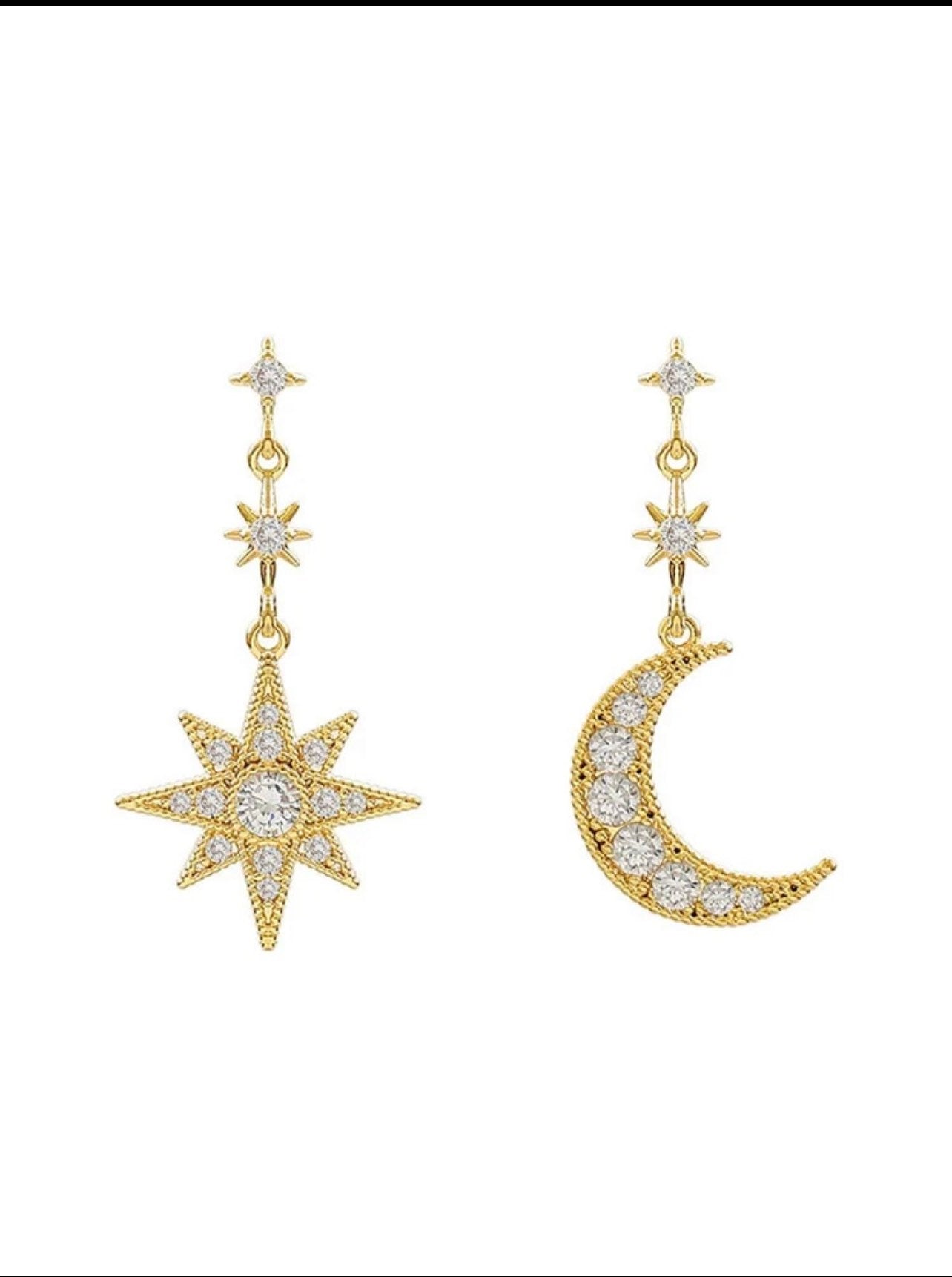 Rhinestone Moon & Star Earrings - KAY BEAUTY