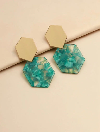 Acrylic Tortoiseshell Geometric Drop Earrings